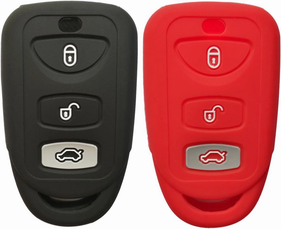 Coolbestda 2Pcs Rubber 3buttons Key Fob Protector Case Cover Keyless Entry Holder Skin Bag for Hyundai Elantra Genesis Sonata Kia Sorento Forte Optima Rondo Spectra
