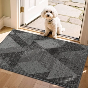 COSY HOMEER Door Mat Entrance, 24"x36" Non-Slip Absorbent Doormat for Front Door, Low Profile Dirt Trapper Entryway Mat, Washable Rugs for Muddy Paws & High Traffic Areas, Gray
