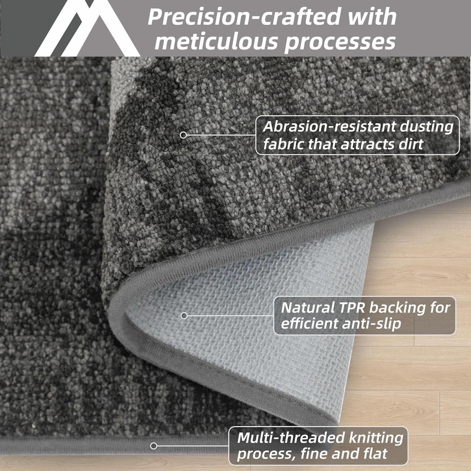 COSY HOMEER Door Mat Entrance, 24"x36" Non-Slip Absorbent Doormat for Front Door, Low Profile Dirt Trapper Entryway Mat, Washable Rugs for Muddy Paws & High Traffic Areas, Gray