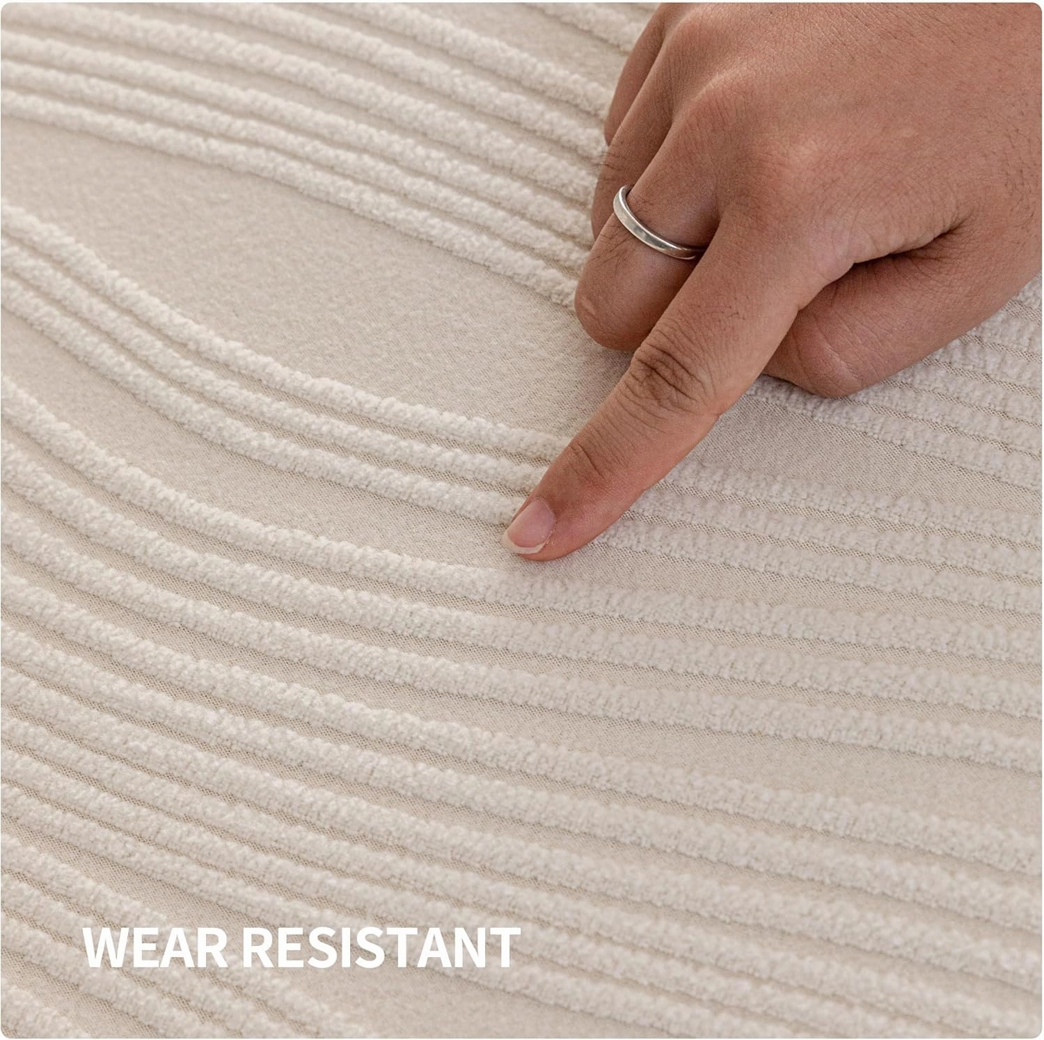 Couch Cushion Covers, Super Stretch Washable Sofa Slipcovers for L Shaped & Modular Seats, Pet-Friendly Furniture Protector with Stripe Design, (1PC Back Cover, Ivory)