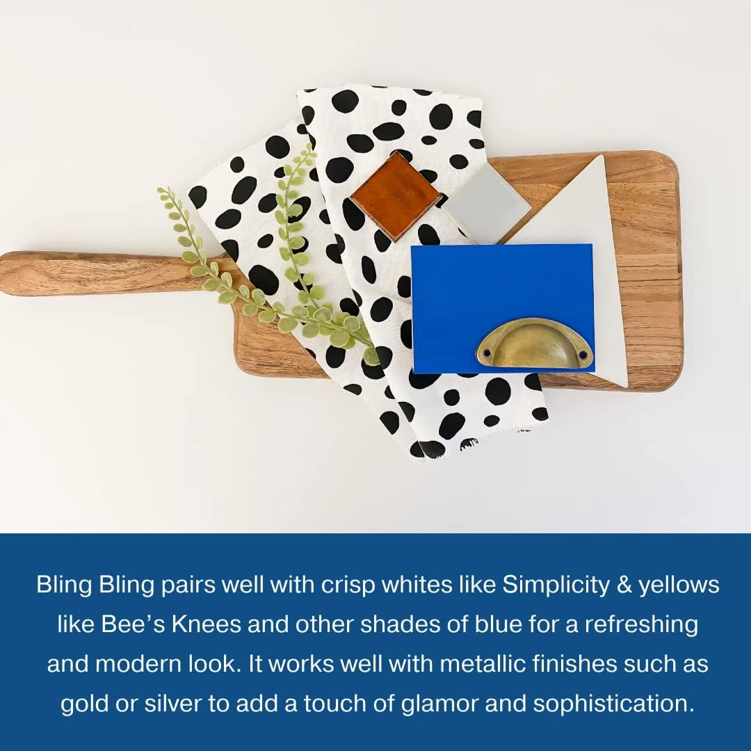 Country Chic All-in-One Chalk Paint for Furniture, Cabinets, Home Decor, Eco-Friendly, Matte Finish, Built-In Primer & Top Coat for Wood, Metal - Bling Bling (Royal Blue) - 8 oz (237 ml)