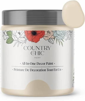Country Chic All-in-One Chalk Paint for Furniture, Cabinets, Home Decor, Eco-Friendly, Matte Finish, Built-In Primer & Top Coat for Wood, Metal - Cheesecake (Off White) - 8 oz (237 ml)
