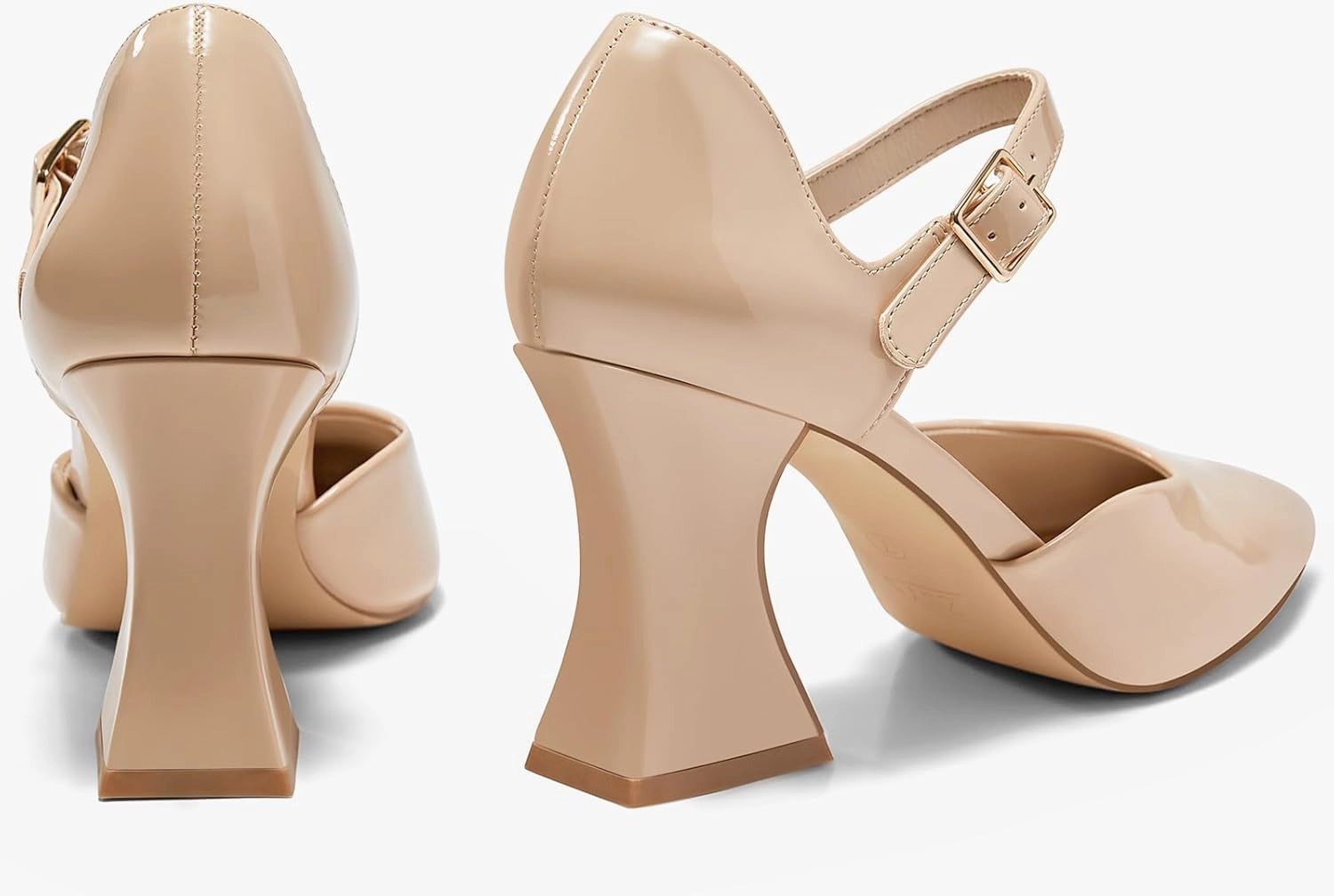 Coutgo Womens Chunky High Heels Closed Pointed Toe Ankle Strap Pumps Cute Dress Dance Shoes