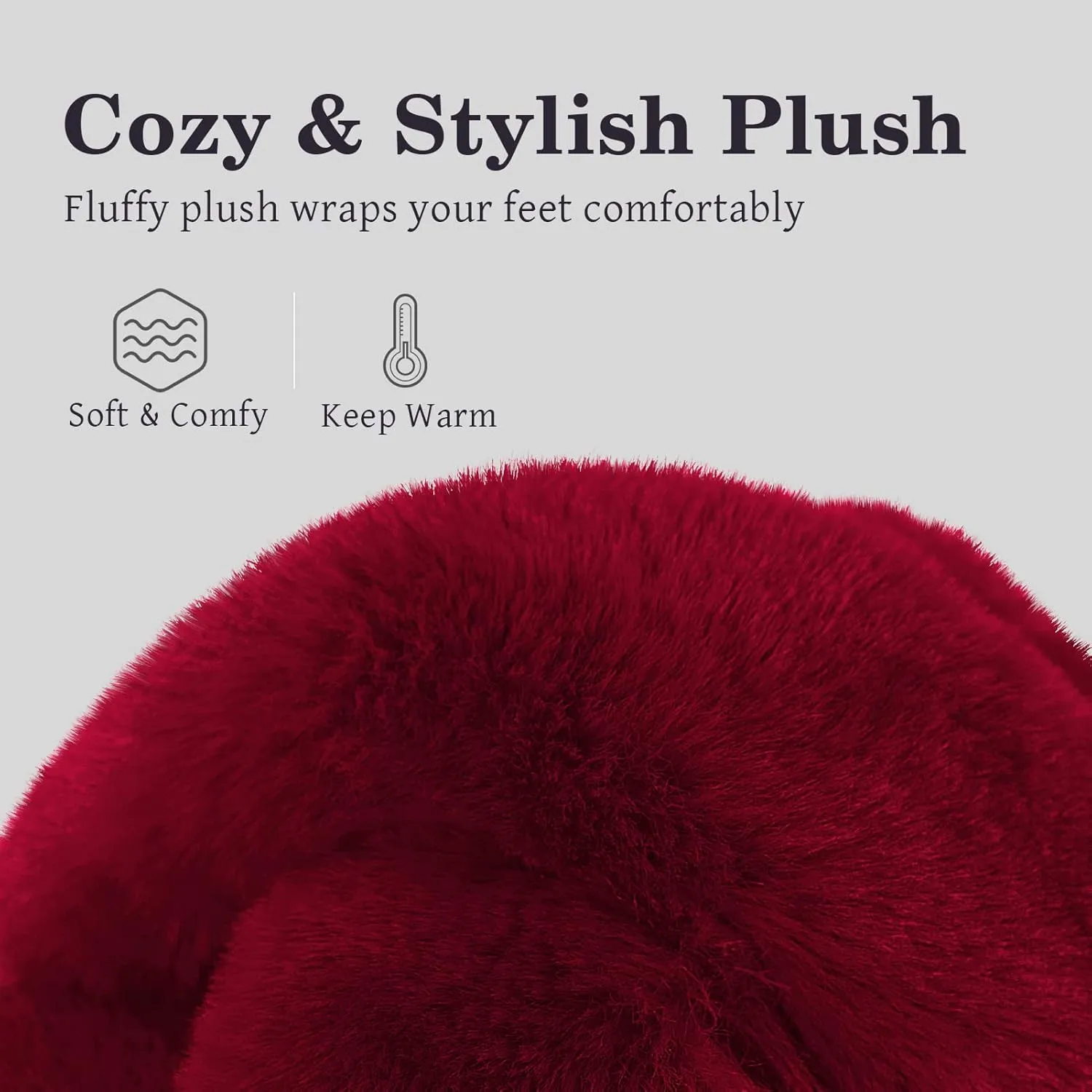 Cozyfurry Womens Cross Band Slippers Cozy Furry Fuzzy House Slippers Open Toe Fluffy Indoor Shoes Outdoor Slip on Warm Breathable Anti-skid Sole