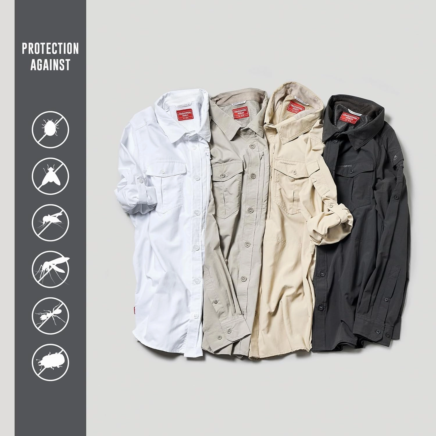 Craghoppers Mens Insect Shield Adventure Long Sleeve Shirt III for Travel, Hiking and Outdoors