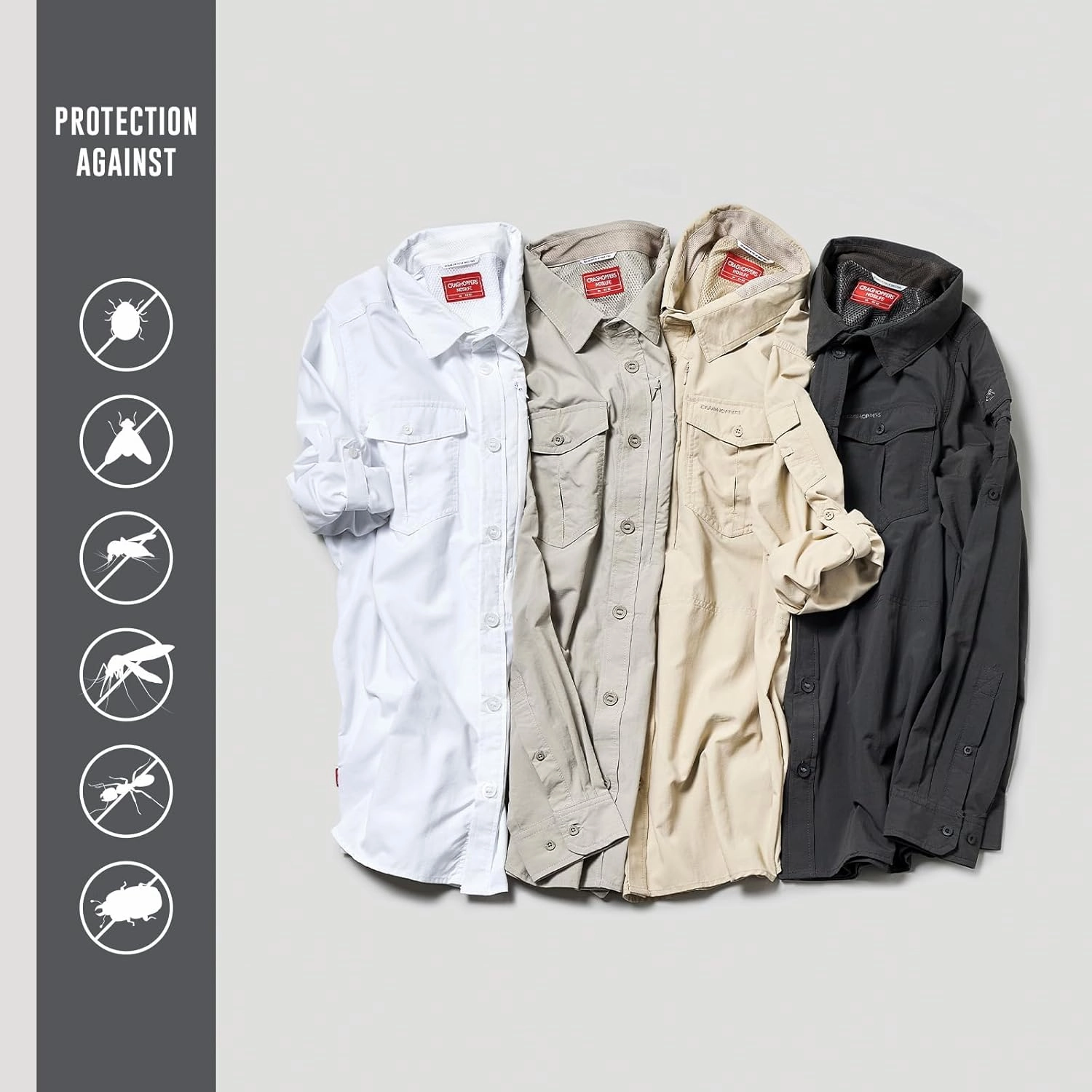 Craghoppers Mens Insect Shield Adventure Long Sleeve Shirt III for Travel, Hiking and Outdoors