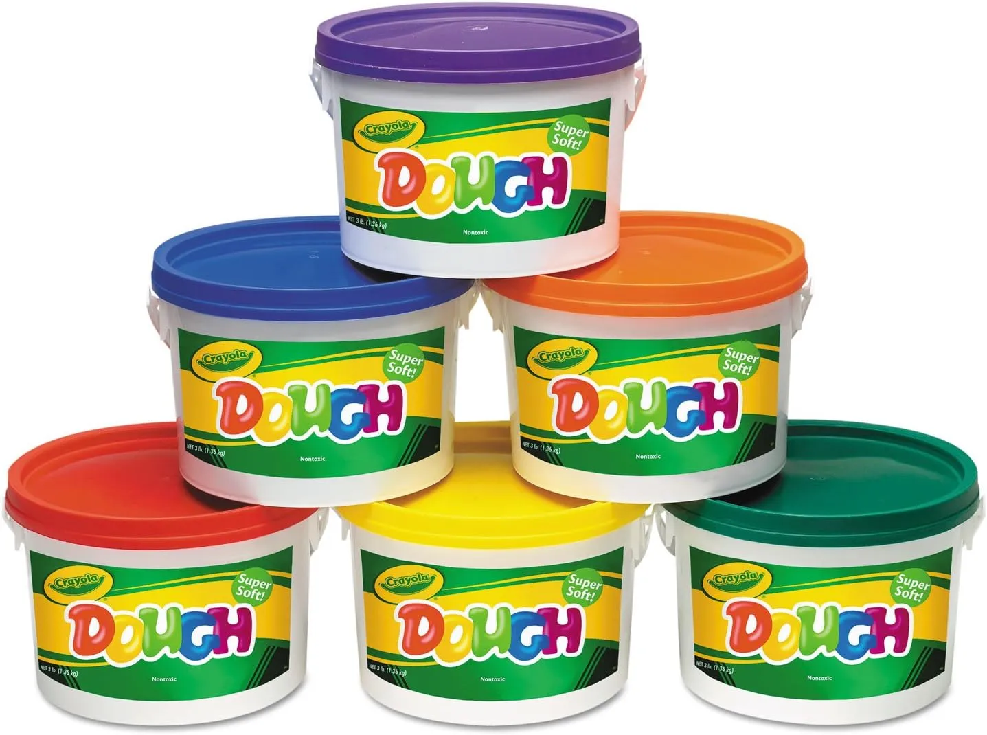 Crayola 570016 Modeling Dough Bucket, 3 lbs, Assorted, 6 Buckets/Set
