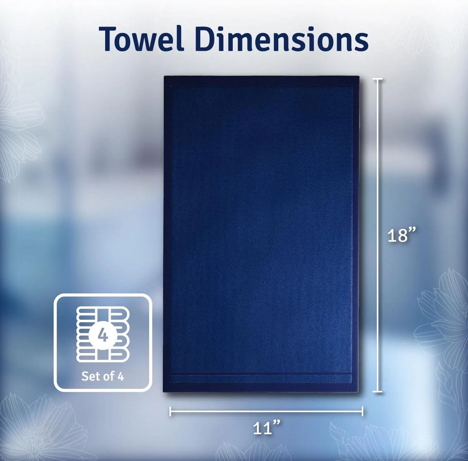 Creative Scents Navy Blue Monogrammed Towels with Initials - 4 Pack Super Absorbent Bathroom Fingertip Cotton Towel with Soft Velour Finish - Personalized Gifts for Freinds & Family 11"x18" Initial A