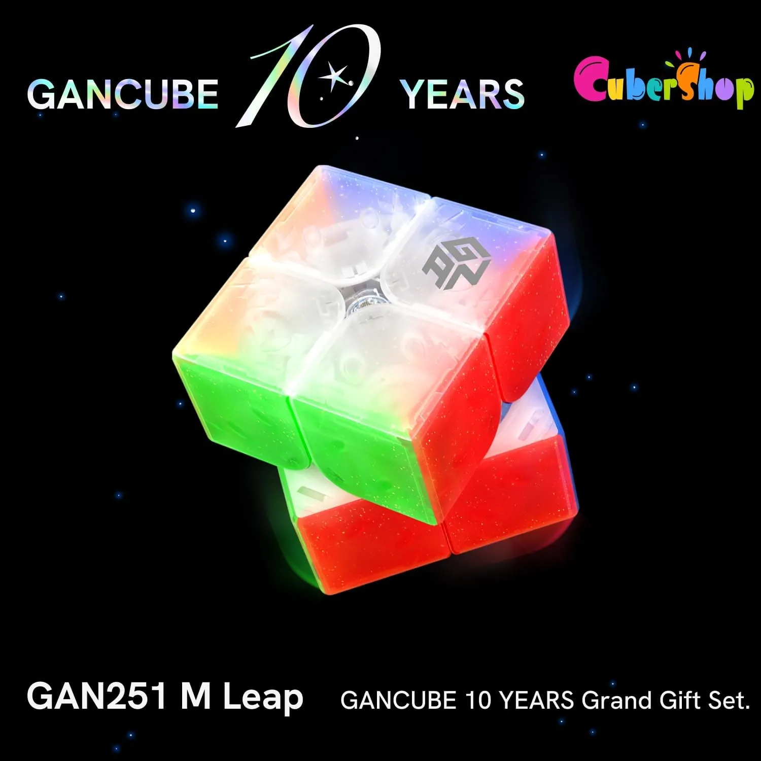 CuberShop GAN 251 M Leap UV Coated 10th Anniversary Special Edition Grand Gift Set 2X2 Magnetic Speed Cube Transparent Smooth Cube 10th Anniv Collectibles GAN 251M Leap 2025