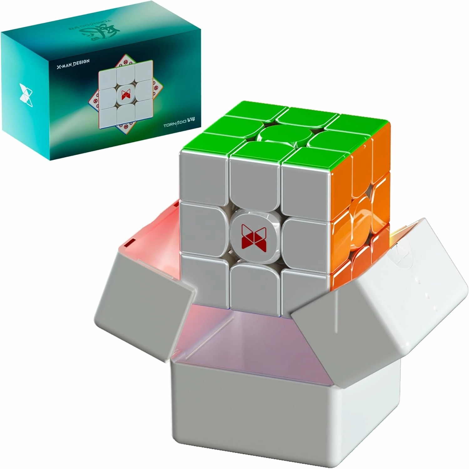 CuberShop QY X Man Tornado V4 M Flagship Bright Version, 2024 Flagship 3x3 Magnetic Speed Cube, 3-mag. Edge Positioning & Mag. Core Positioning, 3 by 3 Premium Magnetic, X-Man Tornado V4M Flagship