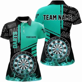 Customized Name, Team Name Jersey, Green Grunge US Flag Patriotic Darts Shirt for Women, Retro Board
