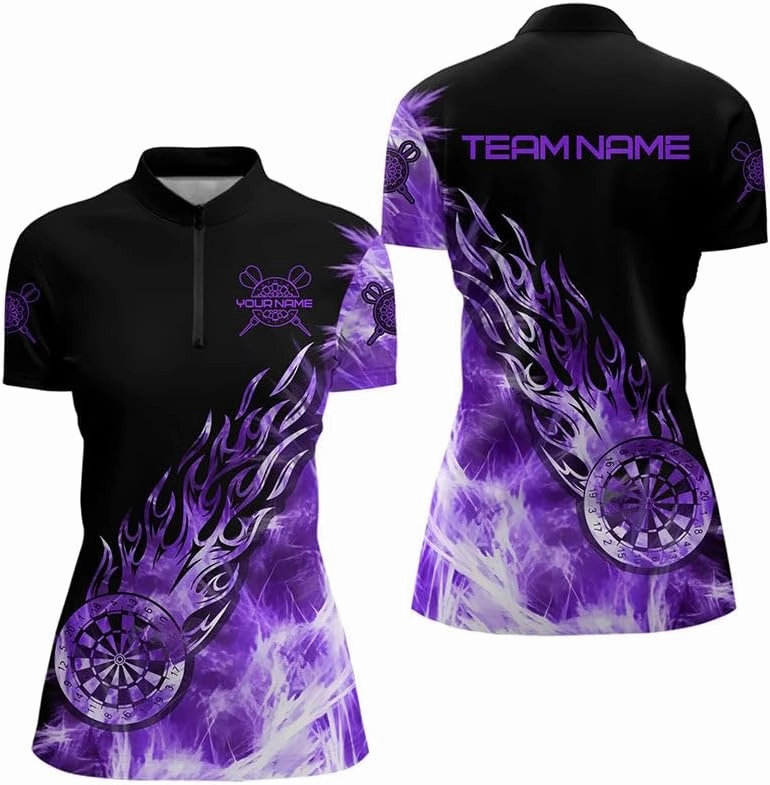 Customized Name, Team Name Jersey, Green Grunge US Flag Patriotic Darts Shirt for Women, Retro Board