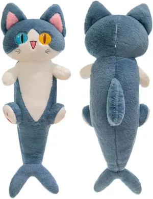 Cute Plush Shark Cat Doll Toy Lovely Cartoon Soft Stuffed Animals Shark Kitten Throw Pillow Plush Cat Hugging Pillow Gift 33.4 inch