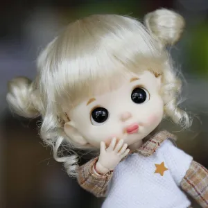 Cute Soft Doll Wigs for 1/8BJD, 1/12BJD Long Hair Multi-Color Optional Action Figure Doll Accessories Toys Gift (Light Gold)