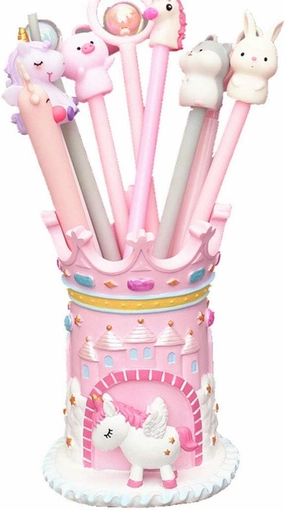 Cute Castle Unicorn Pen Pencil Holder Desk Organizer Office Desktop Stationery Organizer Makeup Brush Holder Cup for Office Bathroom Kitchen Bedroom Home Decor Unicorn Gifts for Women