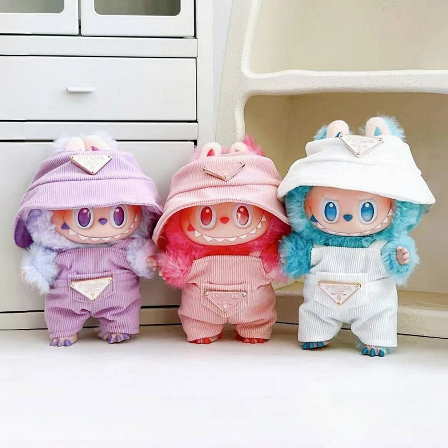 Cute Labu Doll Clothes Set | Multi-Style Outfits for 17cm Labu Plush |Premium Outfit with Accessories for Labu, Stylish Clothes for Labu Doll (White)