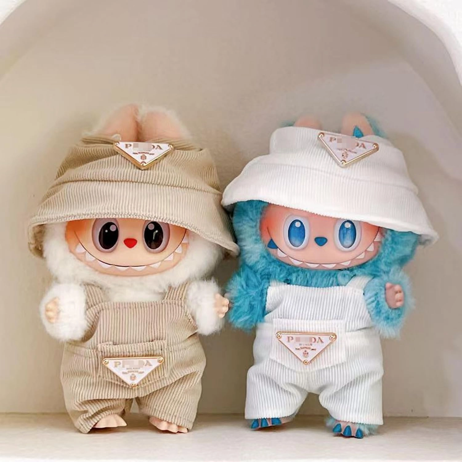 Cute Labu Doll Clothes Set | Multi-Style Outfits for 17cm Labu Plush |Premium Outfit with Accessories for Labu, Stylish Clothes for Labu Doll (White)
