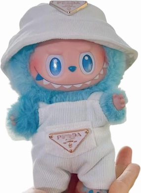 Cute Labu Doll Clothes Set | Multi-Style Outfits for 17cm Labu Plush |Premium Outfit with Accessories for Labu, Stylish Clothes for Labu Doll (White)