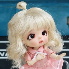 Cute Soft Doll Wigs for 1/8BJD, 1/12BJD Long Hair Multi-Color Optional Action Figure Doll Accessories Toys Gift (Light Gold3)
