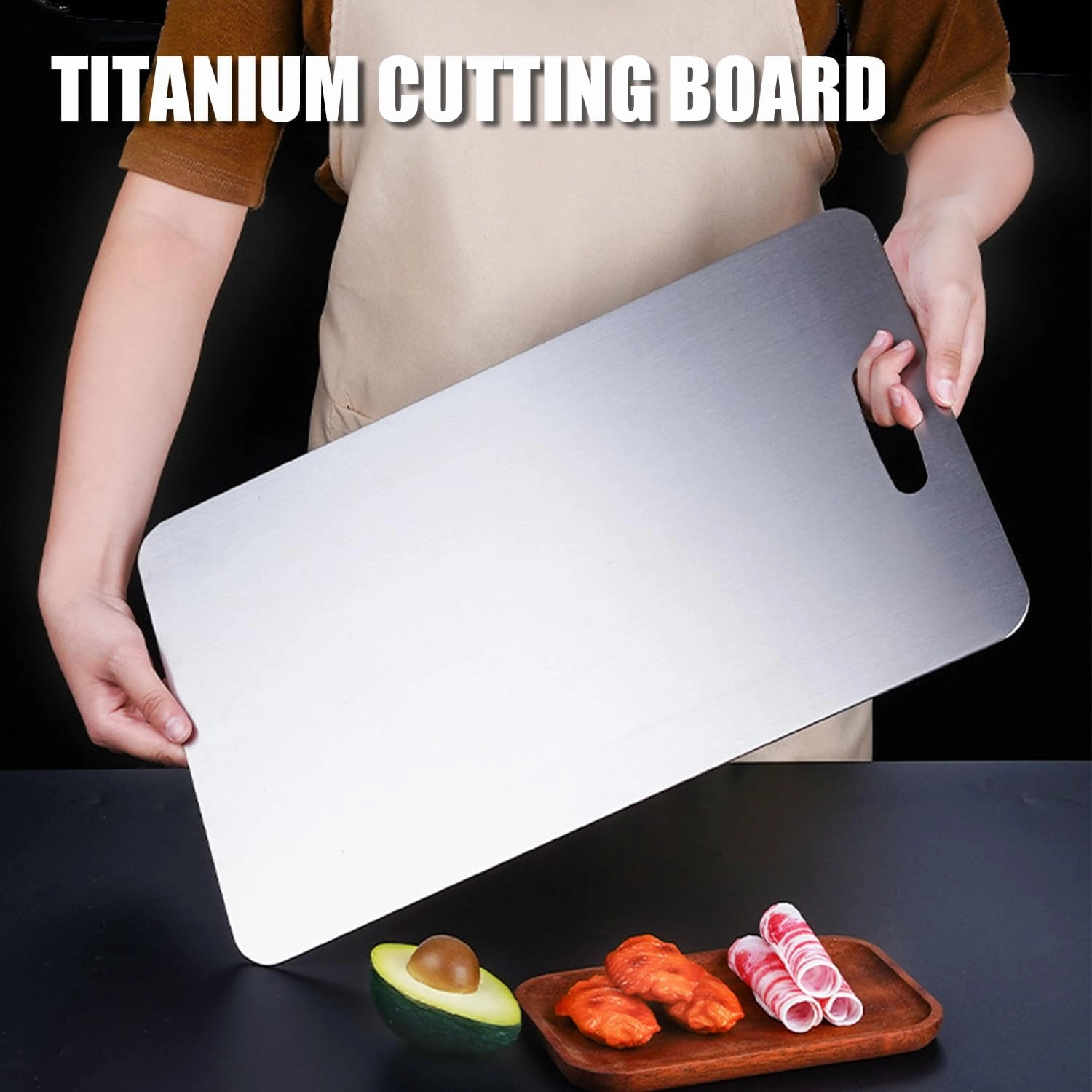 Cutting Board, Pure Titanium Cutting Boards For Kitchen, Double-Sided Titanium Cutting Board for Cutting Vegetables And Meat (16 * 10 in)