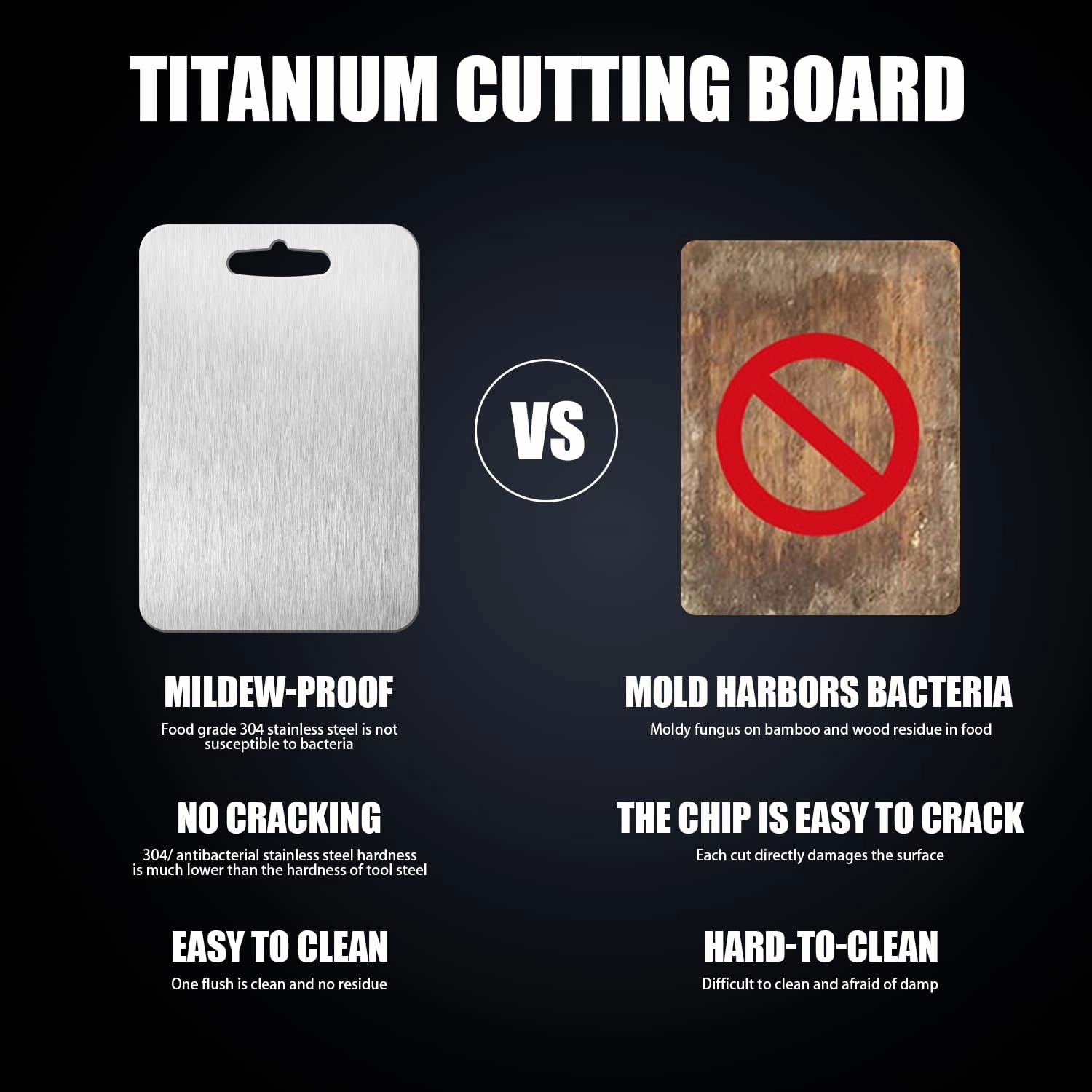 Cutting Board, Pure Titanium Cutting Boards For Kitchen, Double-Sided Titanium Cutting Board for Cutting Vegetables And Meat (16 * 10 in)