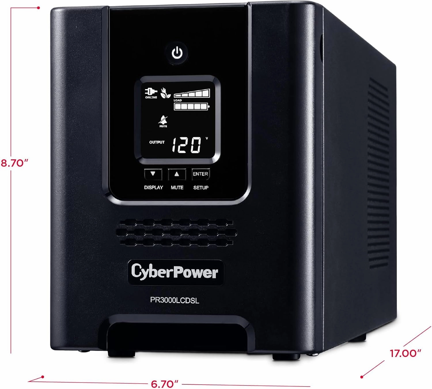 CyberPower PR3000LCDSL Smart App Sinewave UPS System, 3000VA/2700W, 7 Outlets, AVR, Mini-Tower