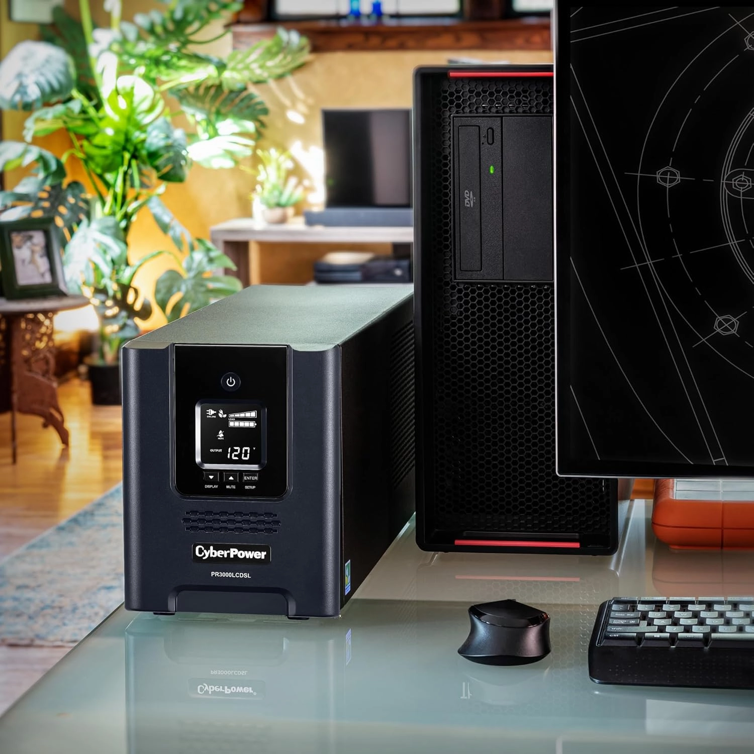 CyberPower PR3000LCDSL Smart App Sinewave UPS System, 3000VA/2700W, 7 Outlets, AVR, Mini-Tower