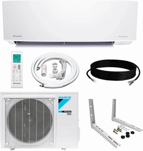 Daikin 12,000 BTU 18 SEER2 Entra R32 Series Ductless Mini Split Heat Pump System w/Maxwell All-Inclusive 25’ Installation Kit and Wall Mounting Bracket (230V), White, RXC12 FTXC12 IKM1438 WAFP24