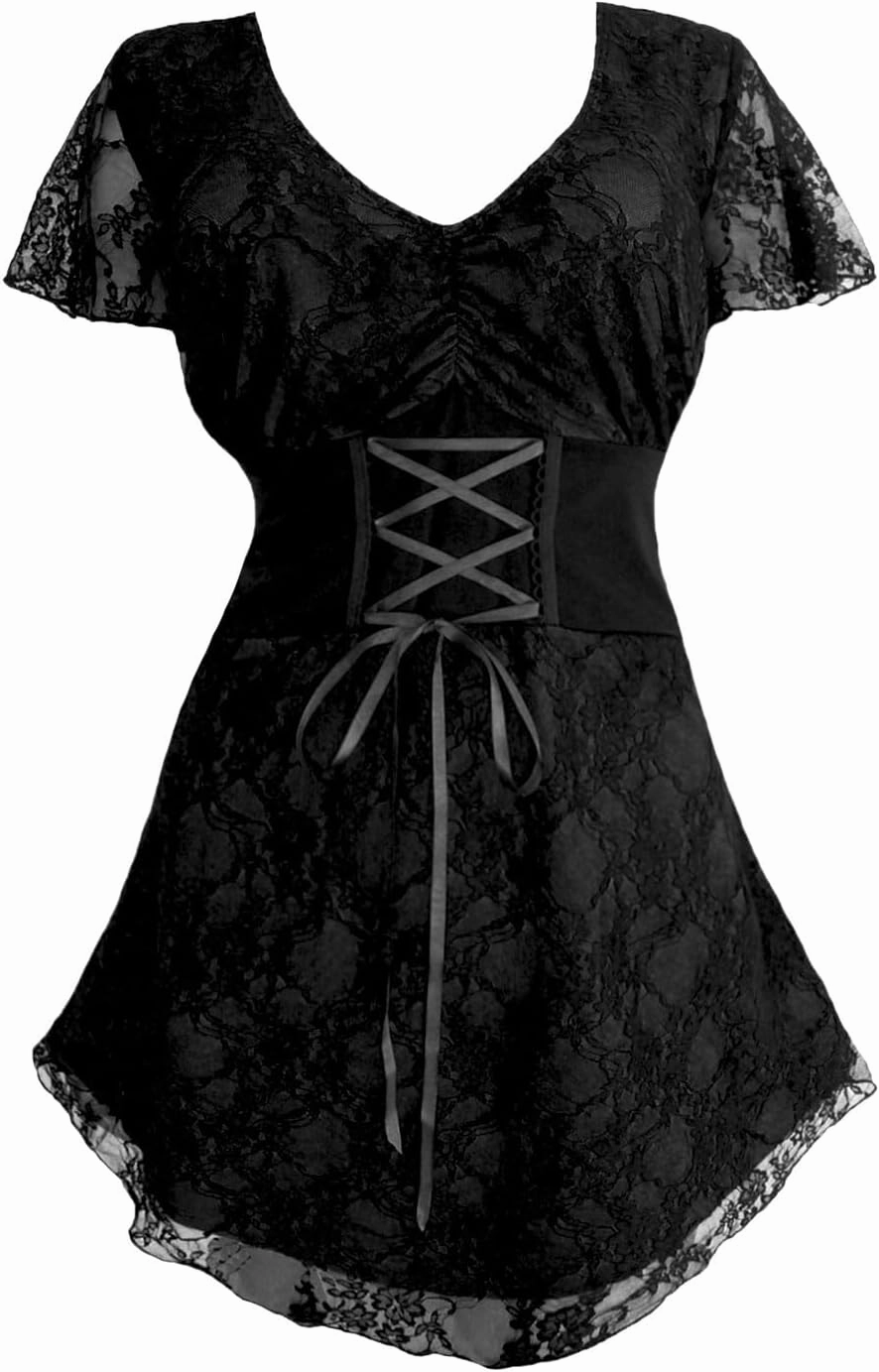 Dare to Wear Sweetheart Corset Top: Romantic Victorian Gothic Women's Lace Chemise for Everyday Halloween Cosplay Festivals