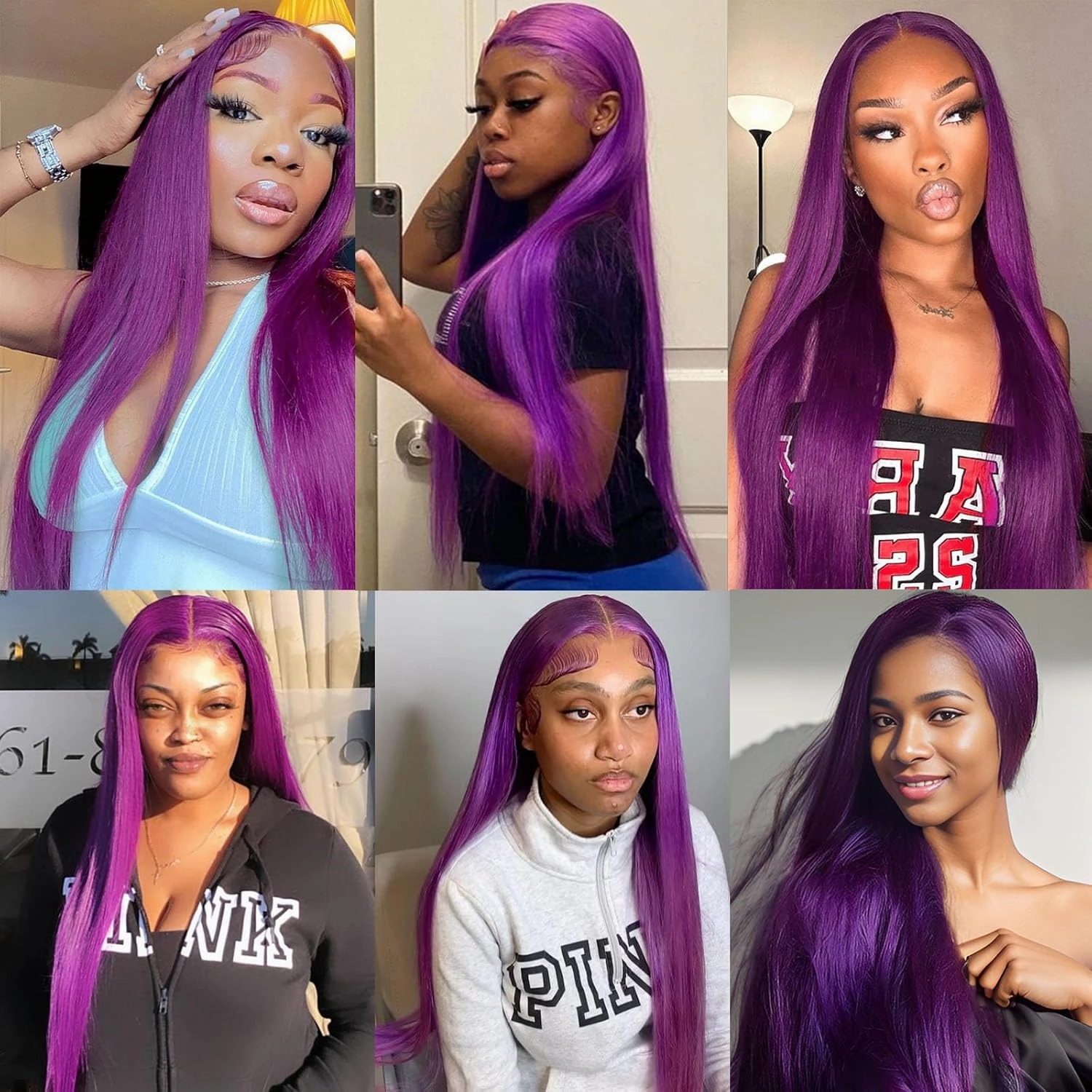 Dark Purple Lace Front Wigs Human Hair 13x4 Straight Deep Purple Lace Frontal Human Hair Glueless Wigs Pre Plucked with Baby Hair 150% Density 20 Inch
