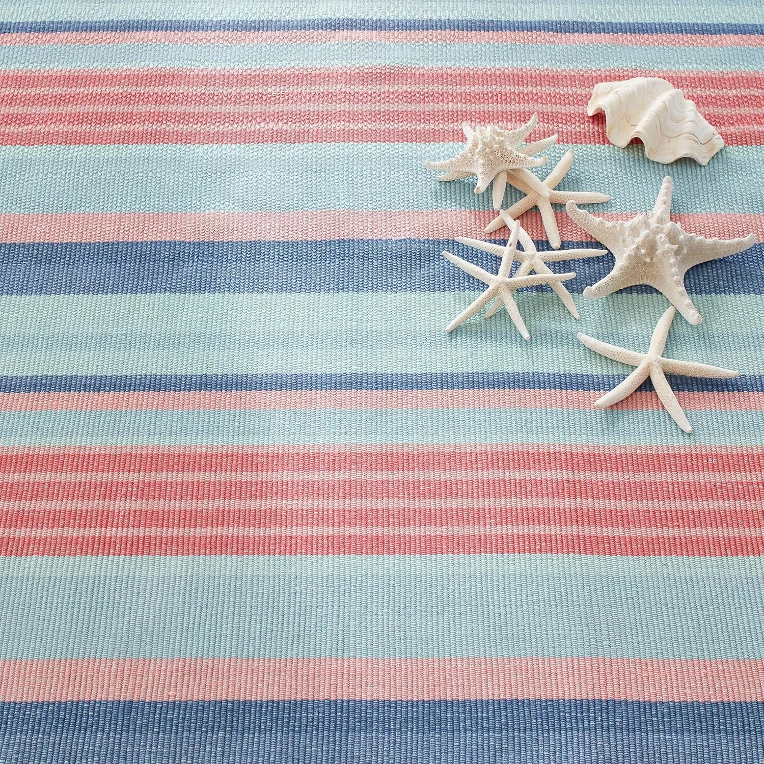 Dash and Albert Aruba Stripe Handwoven Cotton Rug, 2 X 3 Feet, Pink/Blue Stripe Pattern