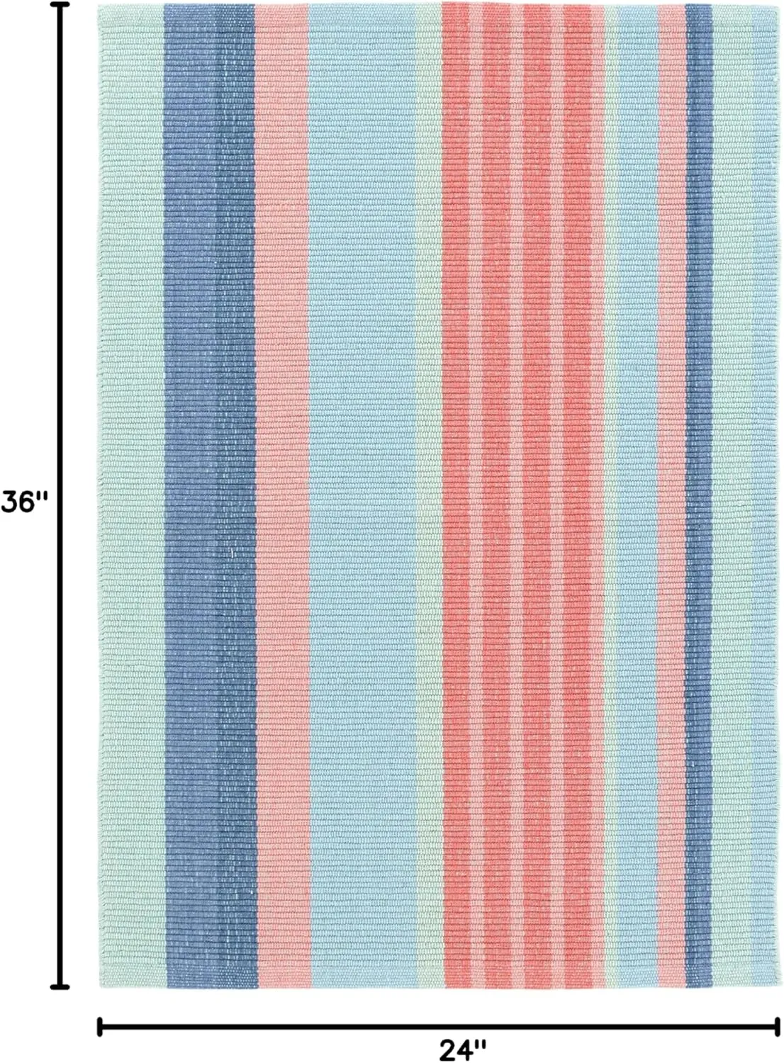 Dash and Albert Aruba Stripe Handwoven Cotton Rug, 2 X 3 Feet, Pink/Blue Stripe Pattern