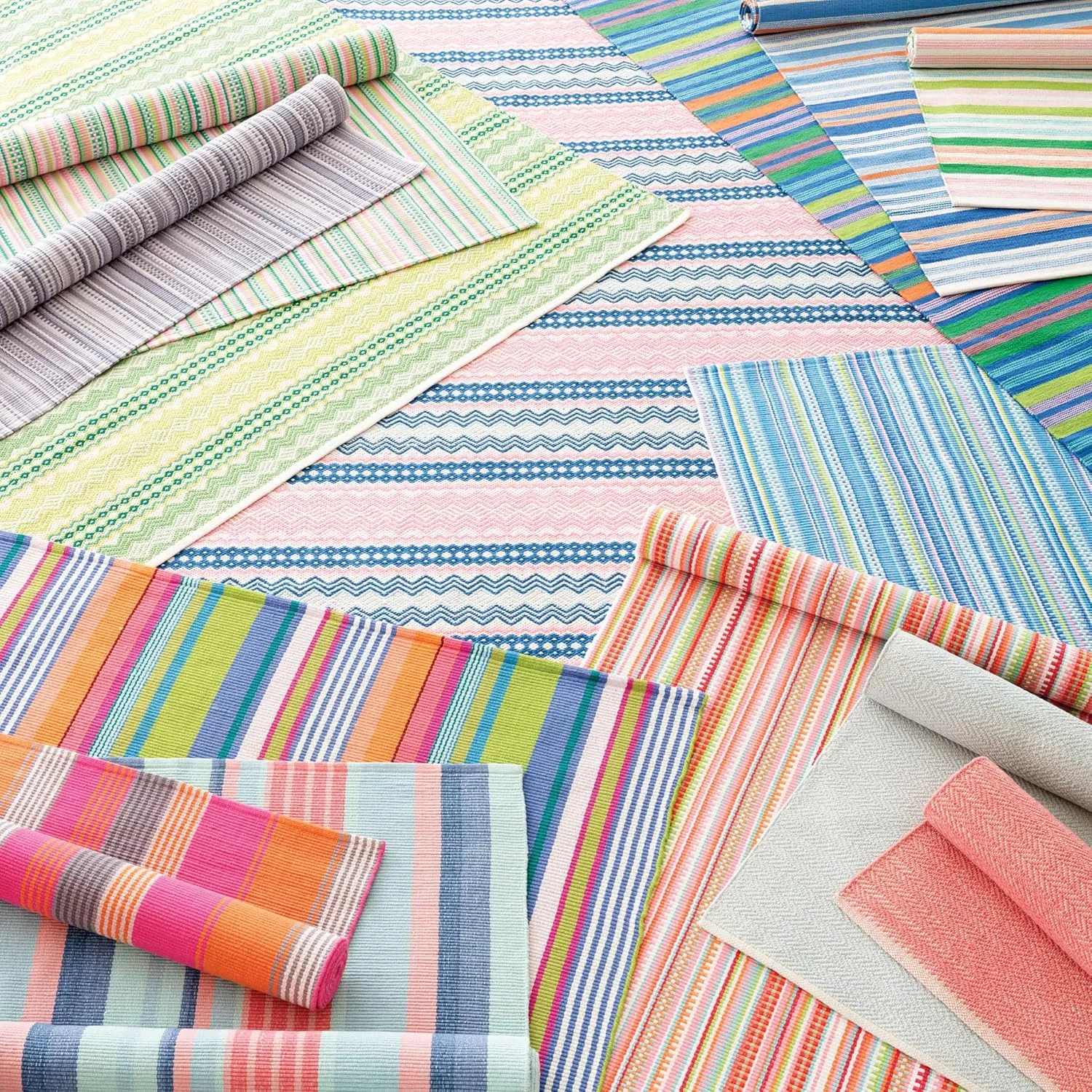 Dash and Albert Aruba Stripe Handwoven Cotton Rug, 2 X 3 Feet, Pink/Blue Stripe Pattern