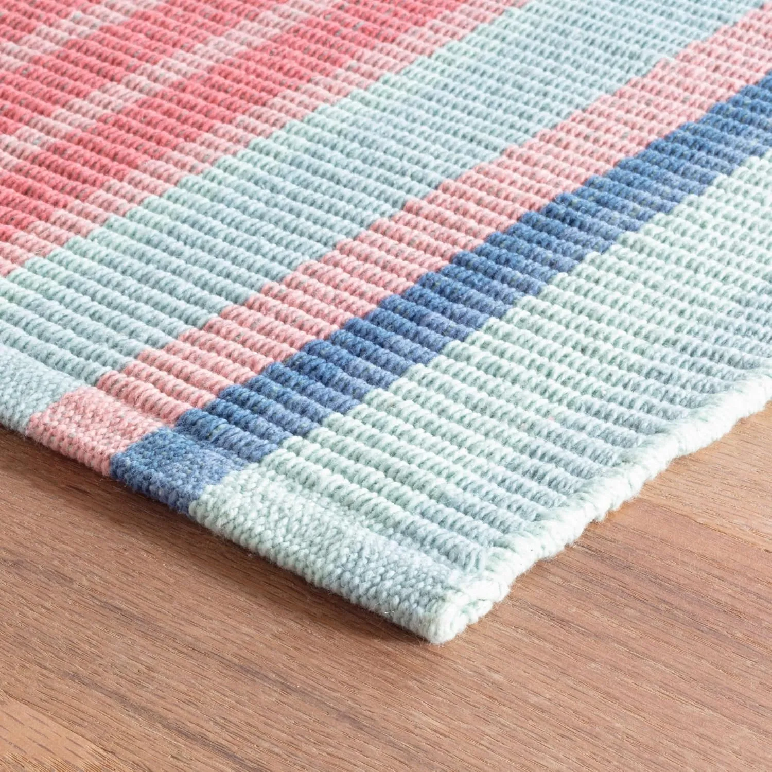 Dash and Albert Aruba Stripe Handwoven Cotton Rug, 2 X 3 Feet, Pink/Blue Stripe Pattern