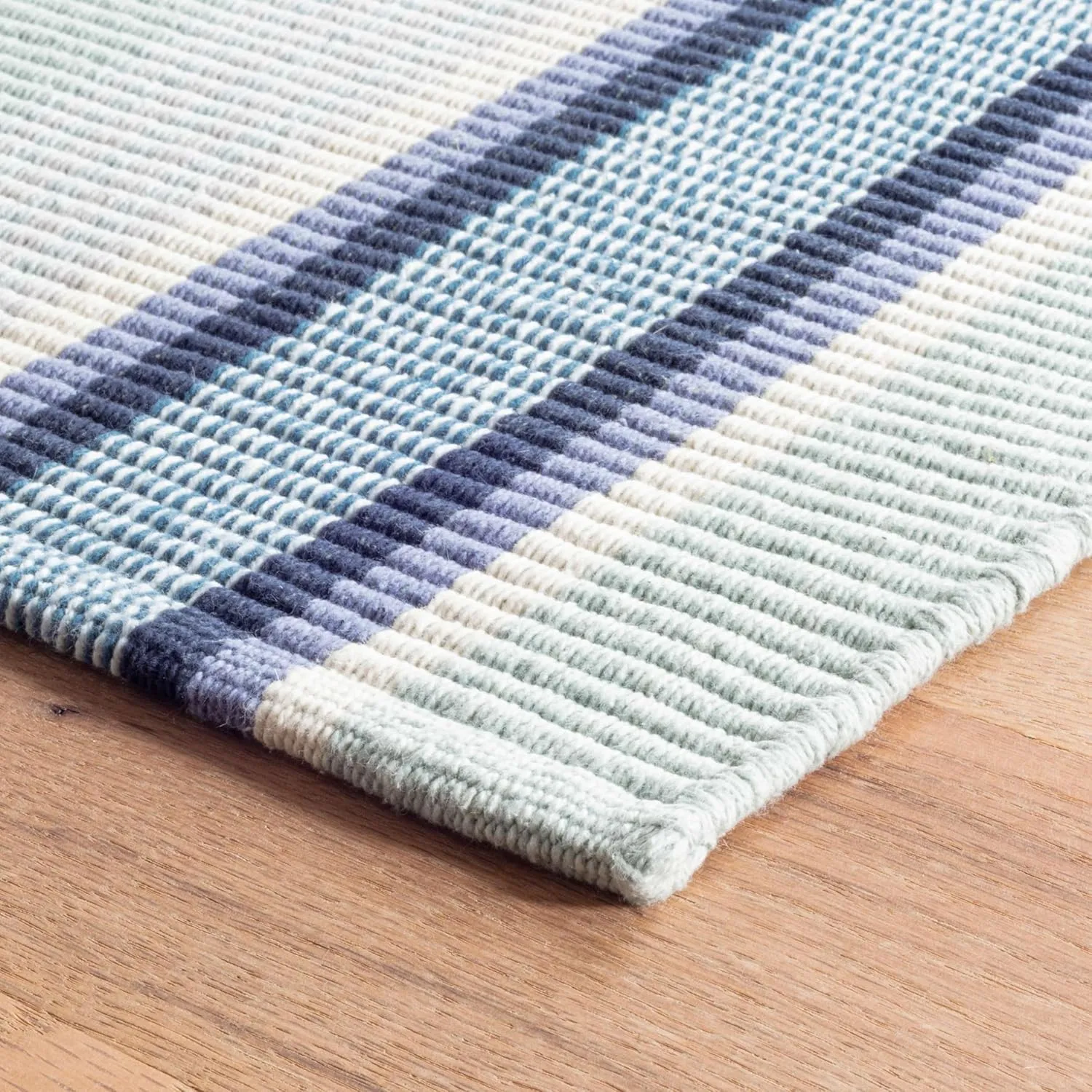 Dash and Albert Barbados Cotton Area Rug - 2.5' x 8' Runner Blue Stripe Handwoven Accent Rug - Durable, High Traffic Area Living Room, Hallway, Bedroom