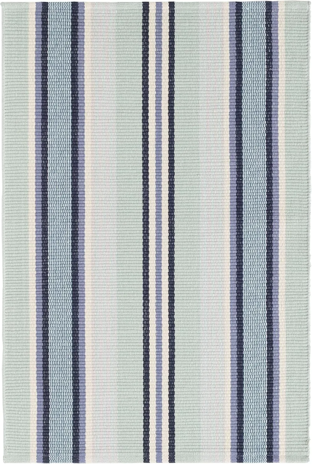 Dash and Albert Barbados Cotton Area Rug - 2.5' x 8' Runner Blue Stripe Handwoven Accent Rug - Durable, High Traffic Area Living Room, Hallway, Bedroom