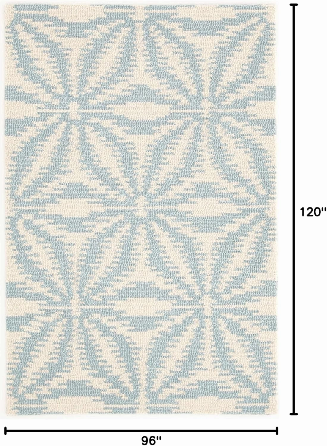 Dash and Albert Aster Wool Area Rug - 8' x 10' Sky Blue Geometric Hand Micro Hooked Accent Rug - Durable, High Traffic Area Living Room, Hallway, Bedroom