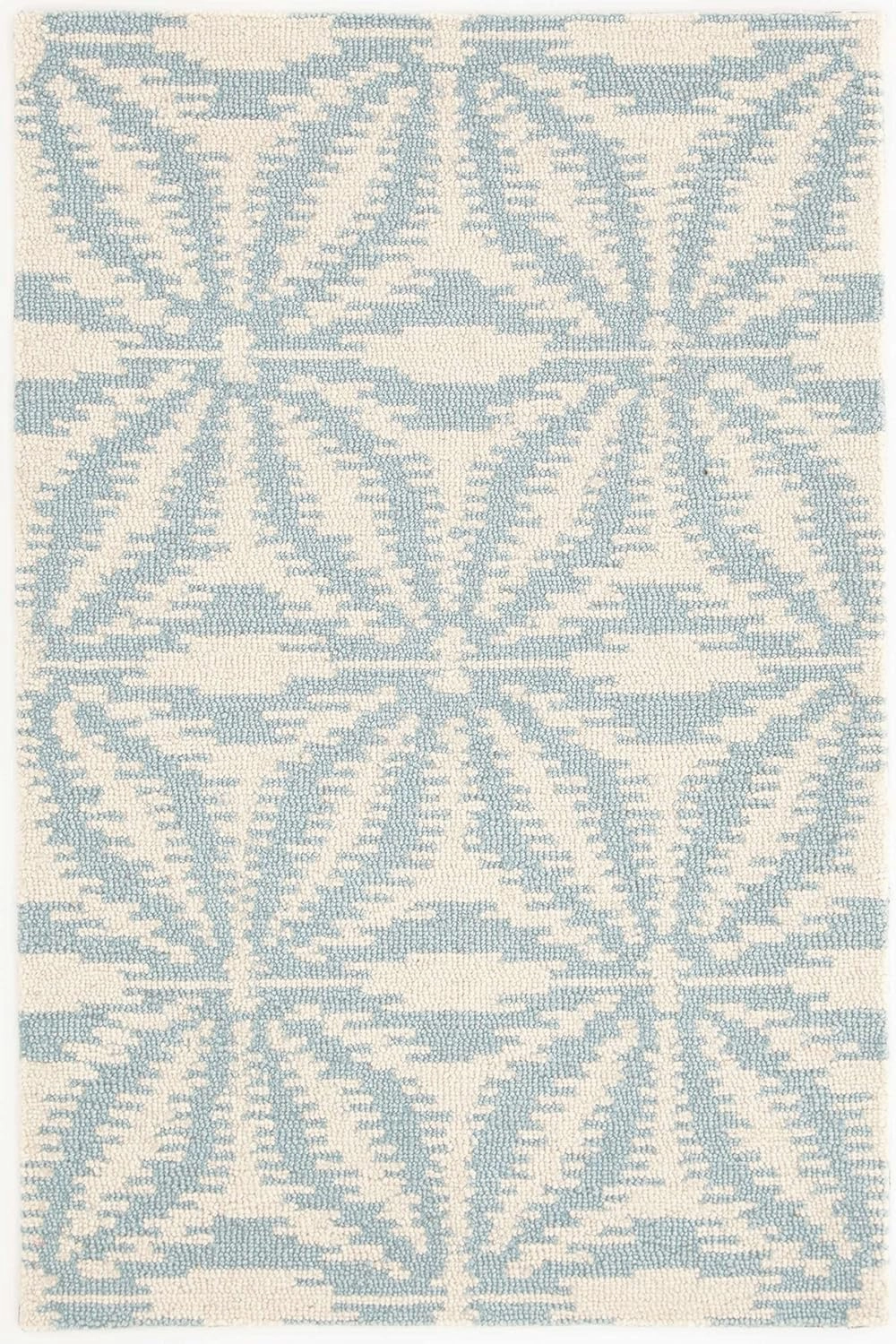 Dash and Albert Aster Wool Area Rug - 8' x 10' Sky Blue Geometric Hand Micro Hooked Accent Rug - Durable, High Traffic Area Living Room, Hallway, Bedroom