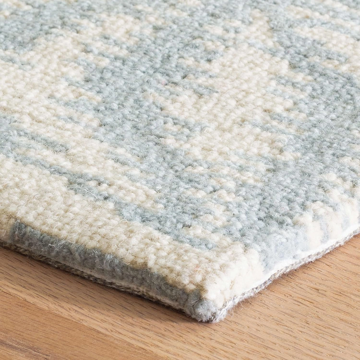 Dash and Albert Aster Wool Area Rug - 8' x 10' Sky Blue Geometric Hand Micro Hooked Accent Rug - Durable, High Traffic Area Living Room, Hallway, Bedroom