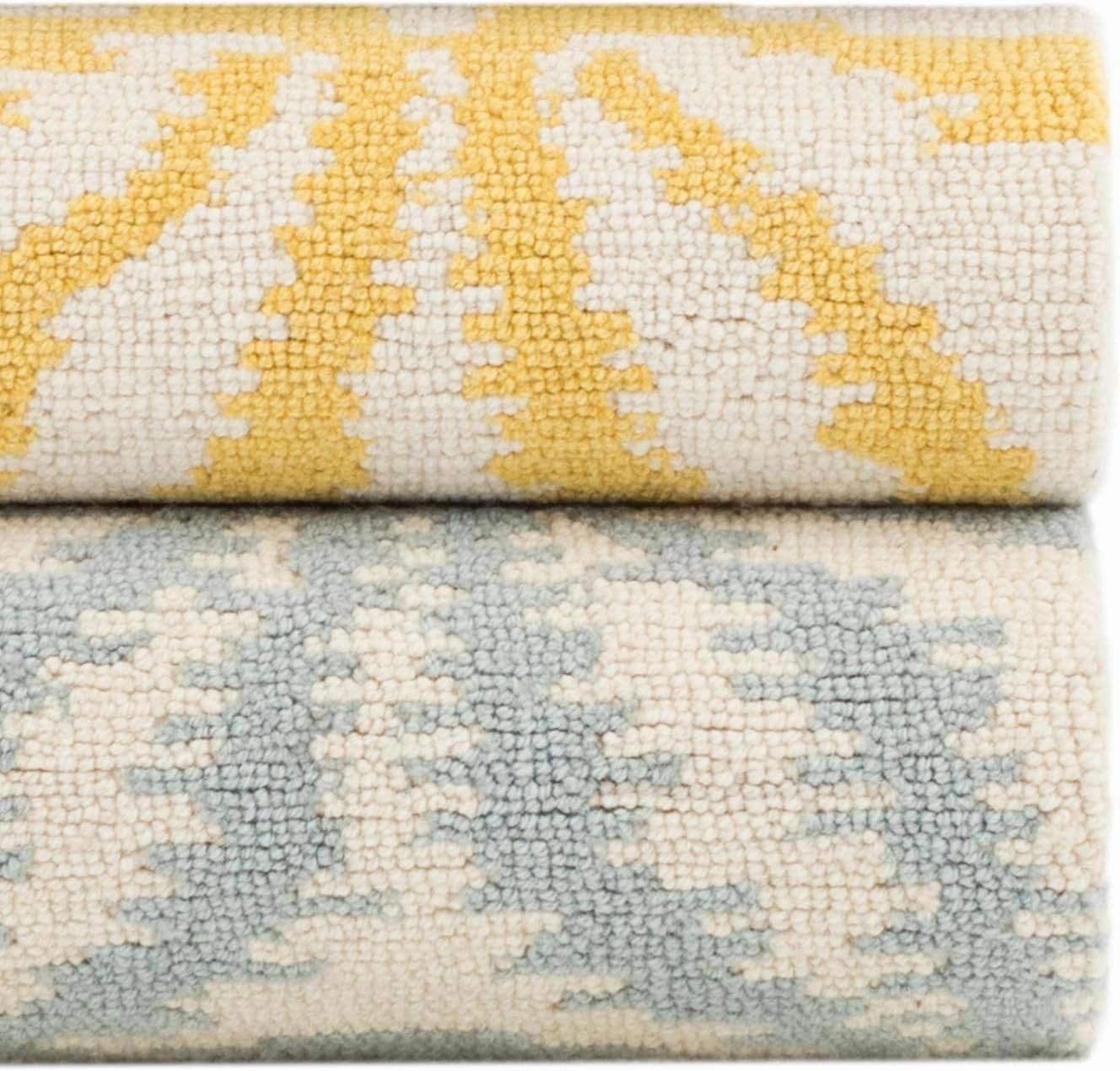 Dash and Albert Aster Wool Area Rug - 8' x 10' Sky Blue Geometric Hand Micro Hooked Accent Rug - Durable, High Traffic Area Living Room, Hallway, Bedroom