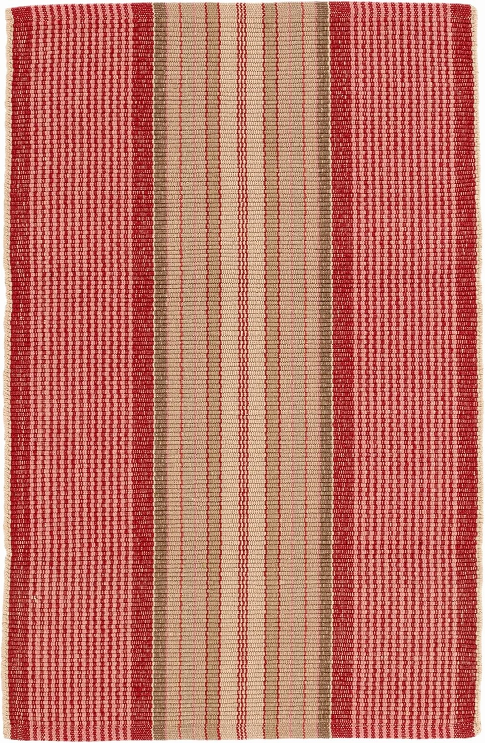 Dash and Albert Framboise Handwoven Cotton Rug, Runner-2.5 X 8 Feet, Red Stripe Pattern