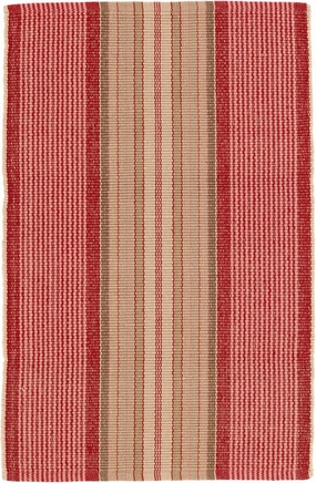 Dash and Albert Framboise Handwoven Cotton Rug, Runner-2.5 X 8 Feet, Red Stripe Pattern