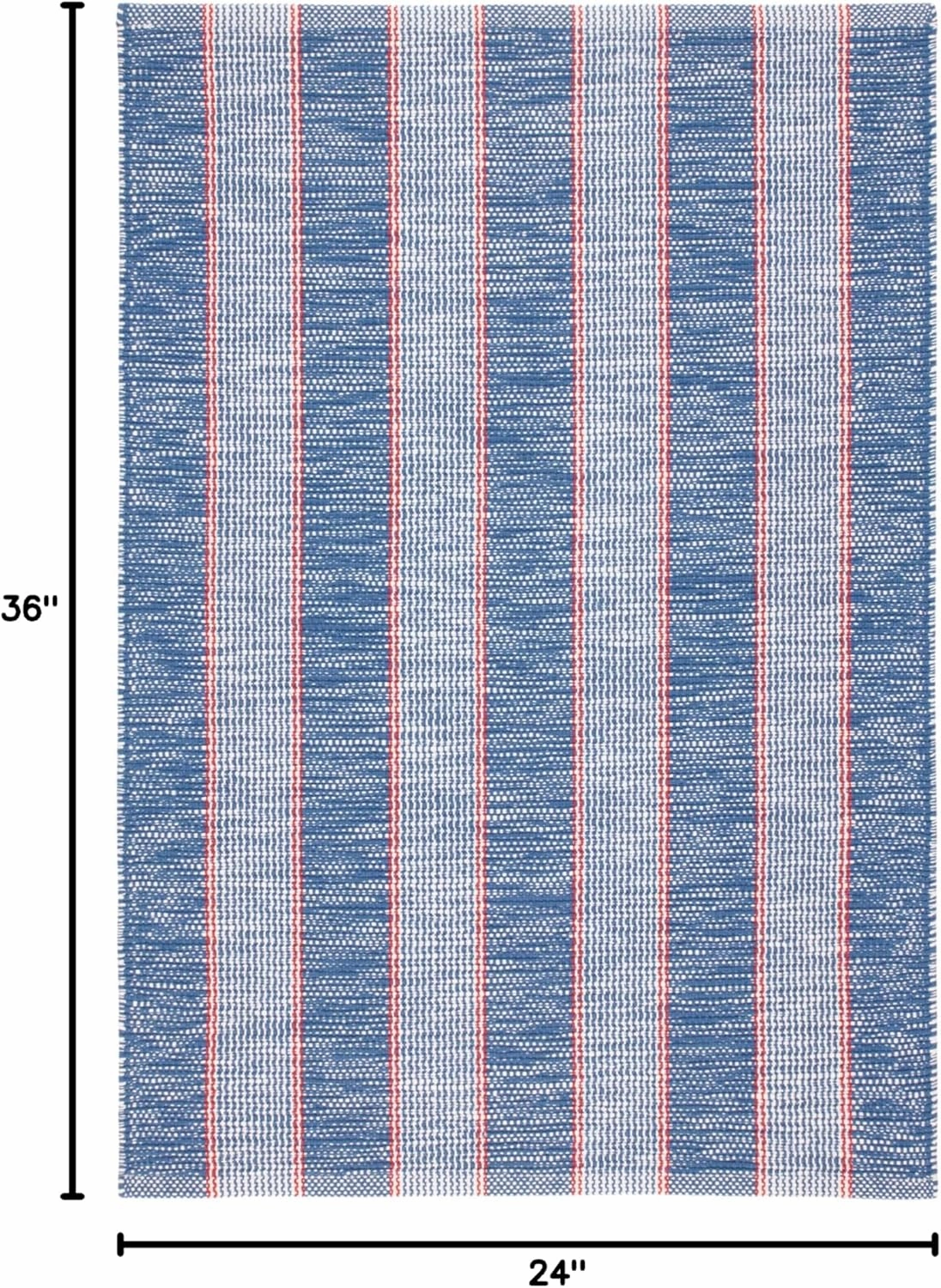Dash and Albert Hillsgrove Stripe Cotton Area Rug - 2' x 3' Denim - Striped Handwoven Accent Rug - Durable, Lightweight, High Traffic Areas - Hallways, Bedrooms, Stairs