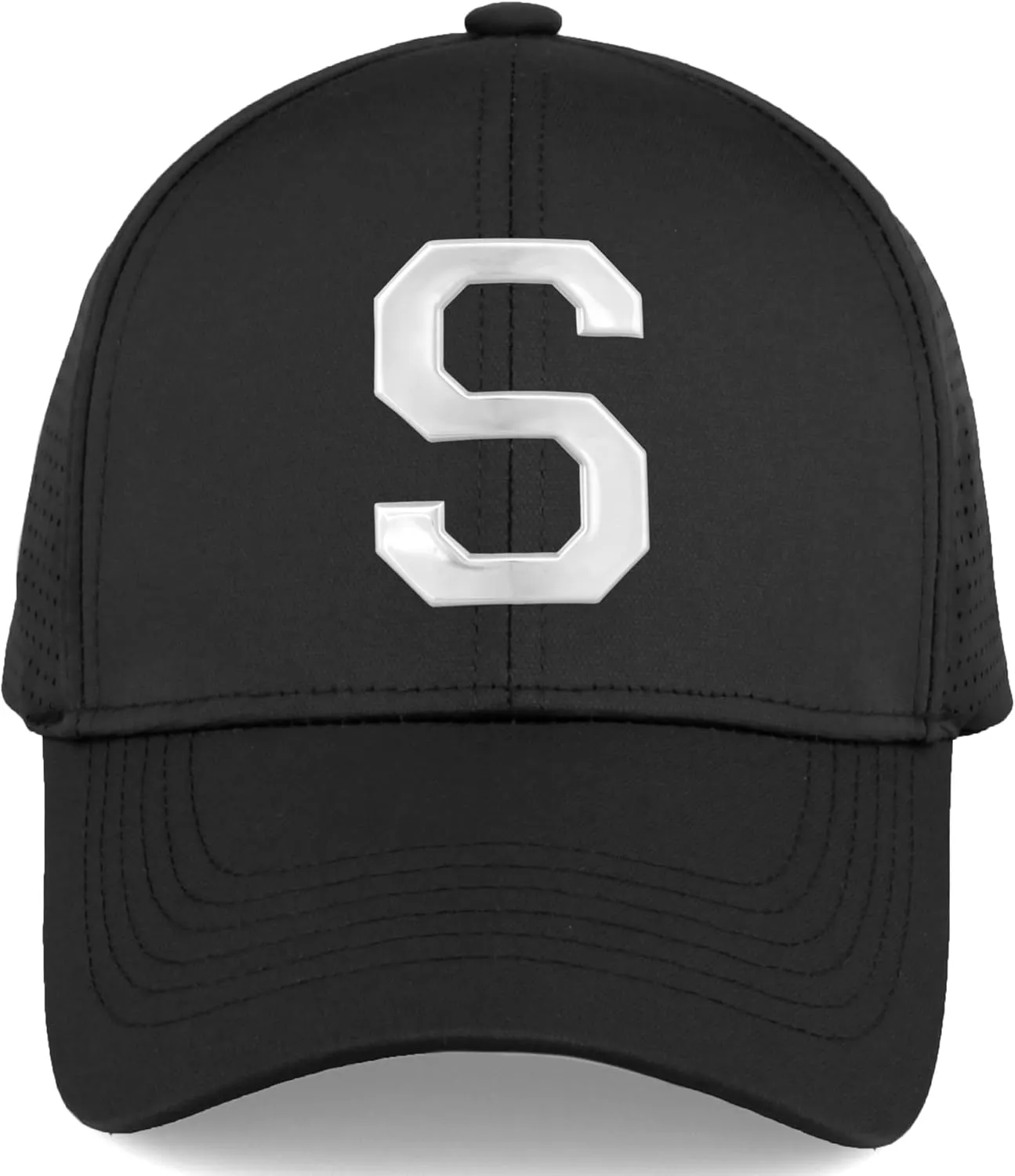 Daxton Performance Cool Tech Baseball Hat Alphabet Initial with Silver Letters