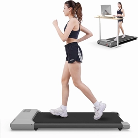 DeerRun Walking Pad, 2024 Upgrade Smart Under Desk Treadmill, 2.2HP Small Quiet Portable Treadmill, Walking Treadmill Under Desk, APP & Remote Control, Knee-Protective, No-Assembly