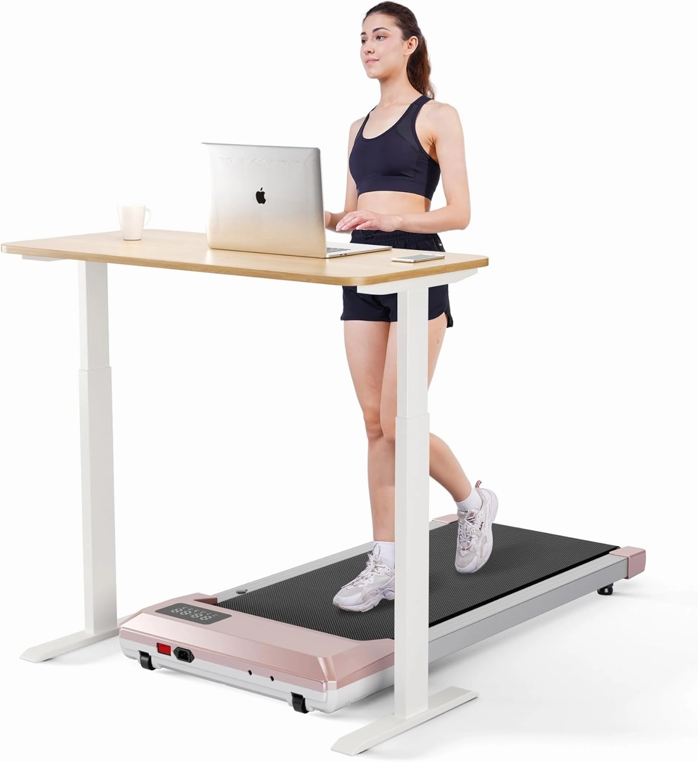 DeerRun Walking Pad, 2024 Upgrade Smart Under Desk Treadmill, 2.2HP Small Quiet Portable Treadmill, Walking Treadmill Under Desk, APP & Remote Control, Knee-Protective, No-Assembly