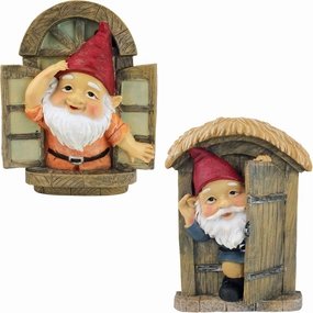 Design Toscano QL94281 Knothole Welcome Gnomes Garden Tree Sculptures, full color