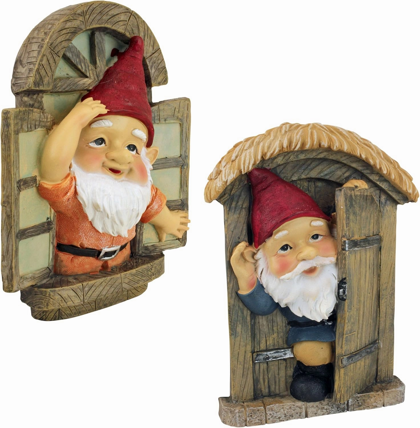 Design Toscano QL94281 Knothole Welcome Gnomes Garden Tree Sculptures, full color