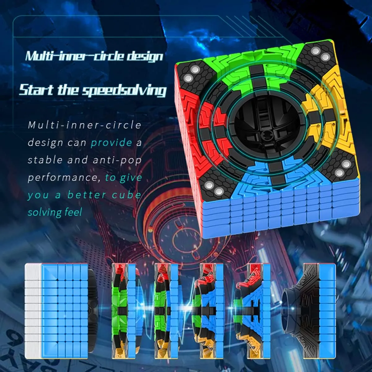 DianSheng Galaxy 10 M Magnetic 10x10 Speed Cube Stickerless 10x10x10（Black Kernel）