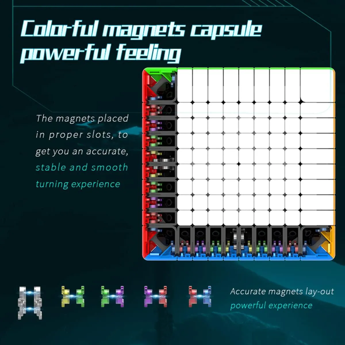 DianSheng Galaxy 10 M Magnetic 10x10 Speed Cube Stickerless 10x10x10（Black Kernel）